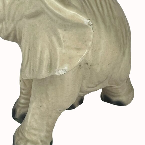 Vintage Ceramic Miniature Elephant with Tusks Figurine Handmade In Mexico - Picture 5 of 6